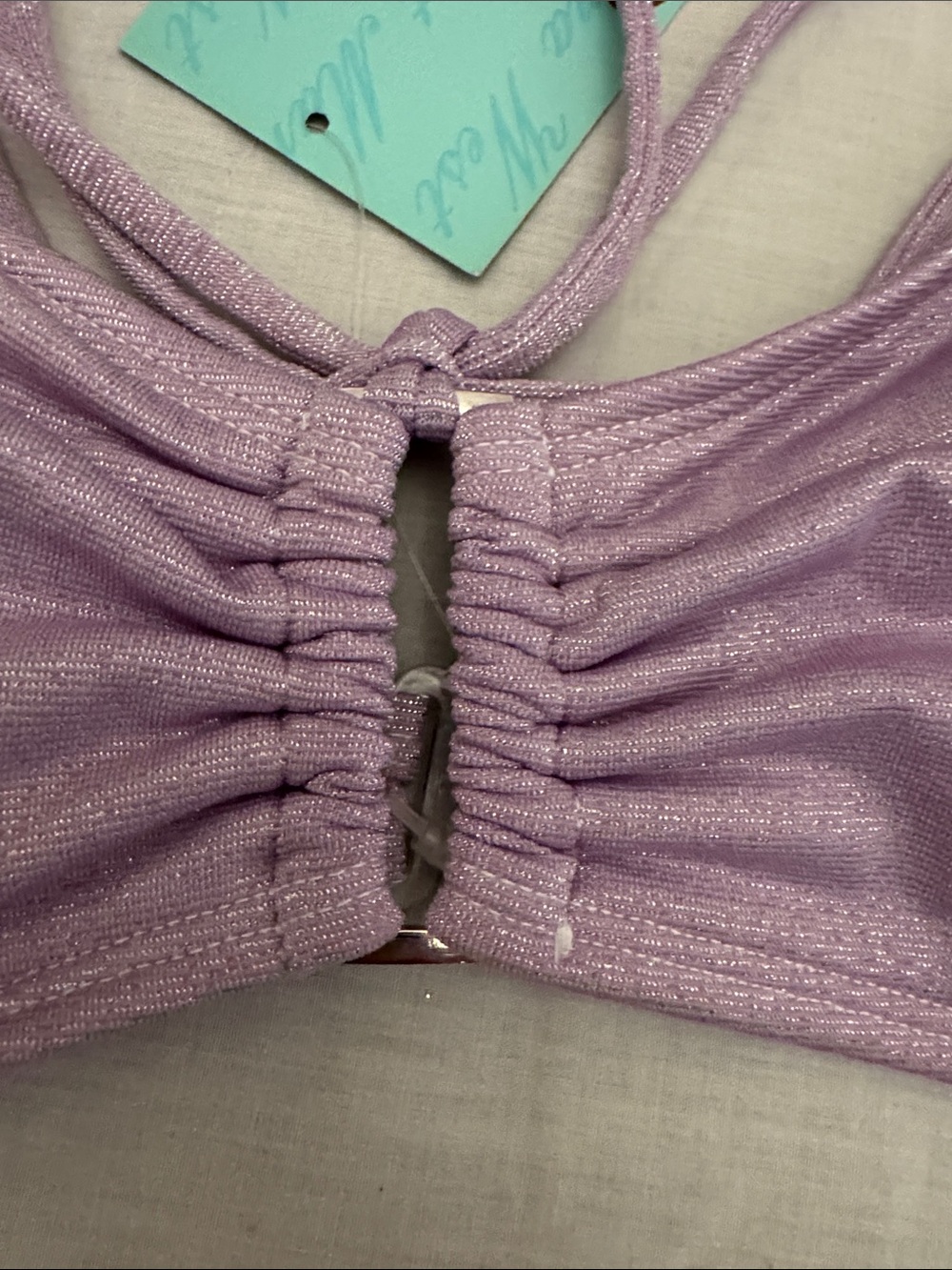 Lilac Shimmer Bandeau Bikini Set with Heart Accents - Picture 6 of 11